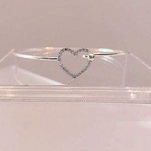 New Directions silver tone CZ heart bangle